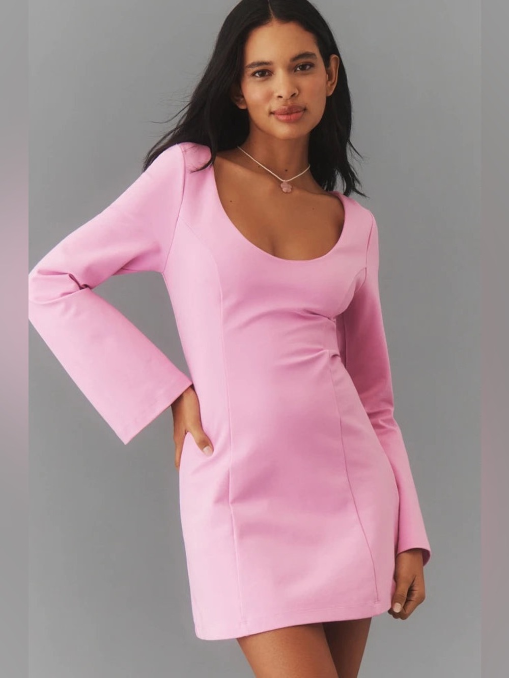 Anthropologie Maeve Long-Sleeve Scoop-Neck Mini Dress size medium